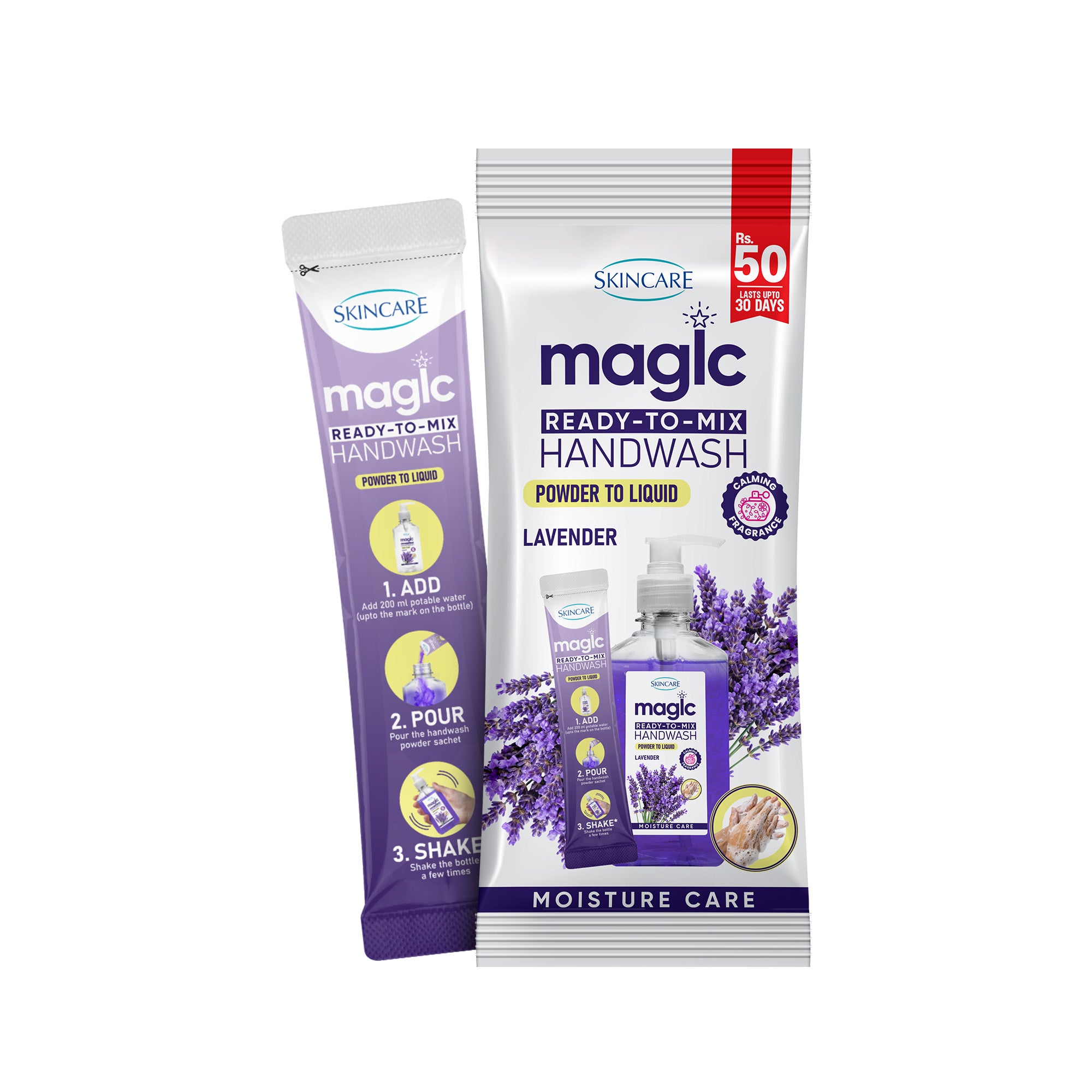 Magic Ready-to-Mix Hand Wash Powder to Liquid Levender