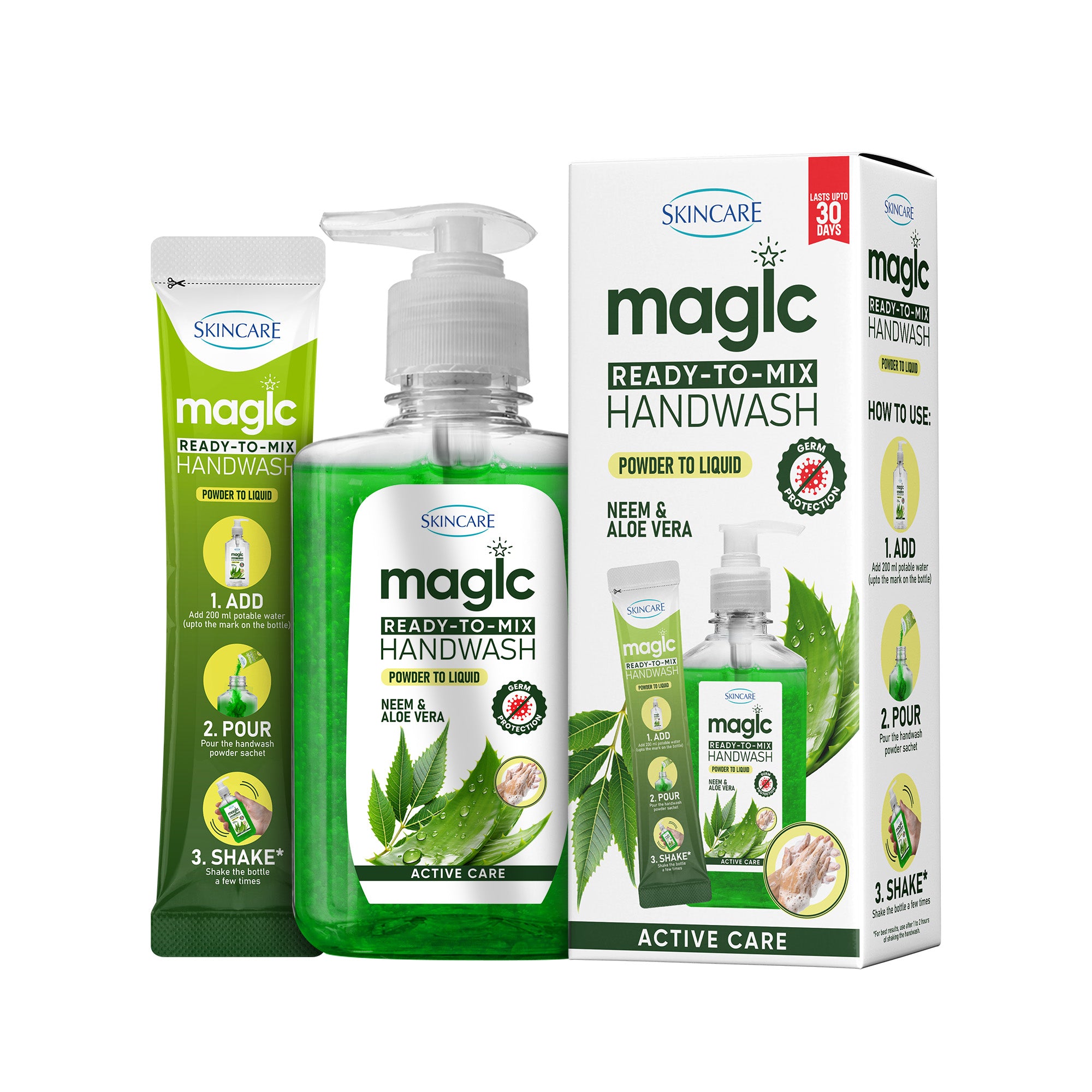 Magic Ready-to-Mix Hand Wash - Powder to Liquid Aloe Vera