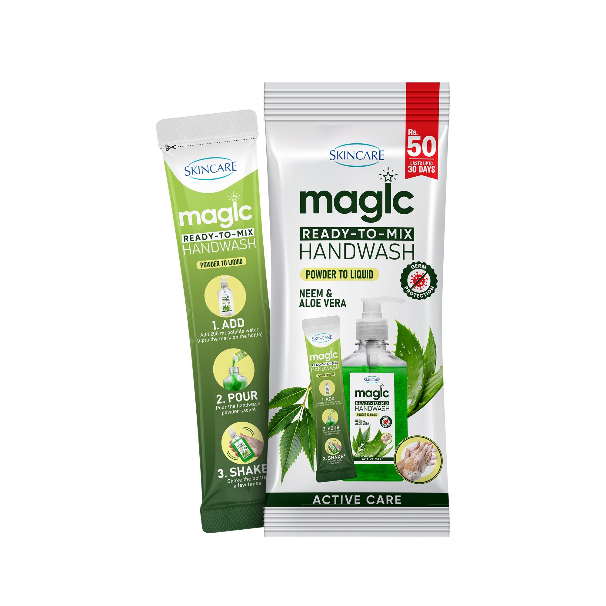 Magic Ready-to-Mix Hand Wash - Powder to Liquid Aloe Vera