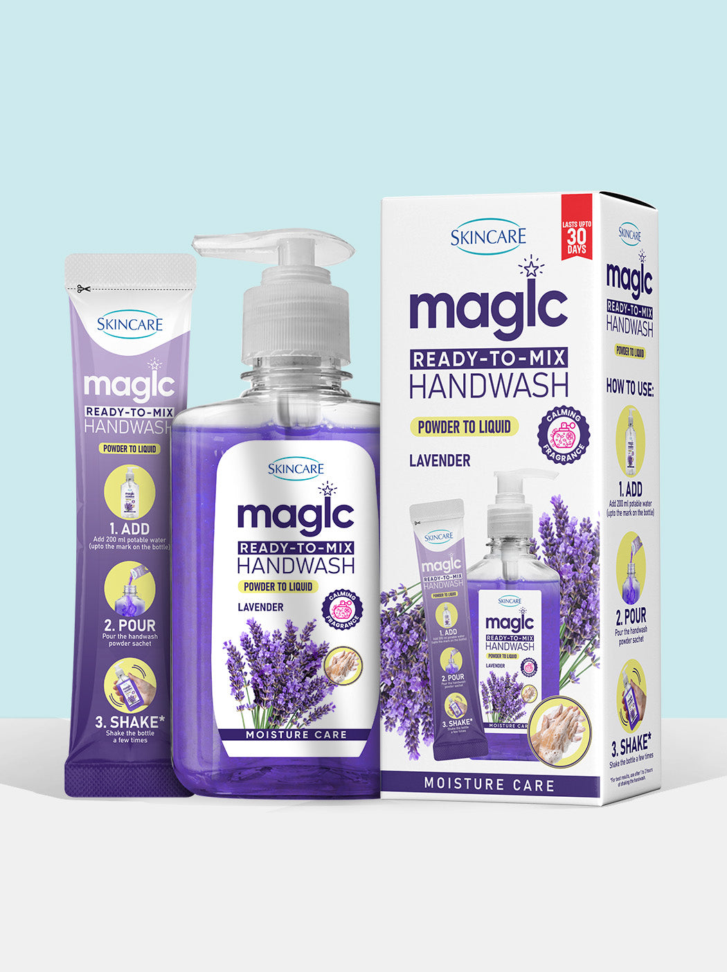 Magic Ready-to-Mix Hand Wash Powder to Liquid Levender